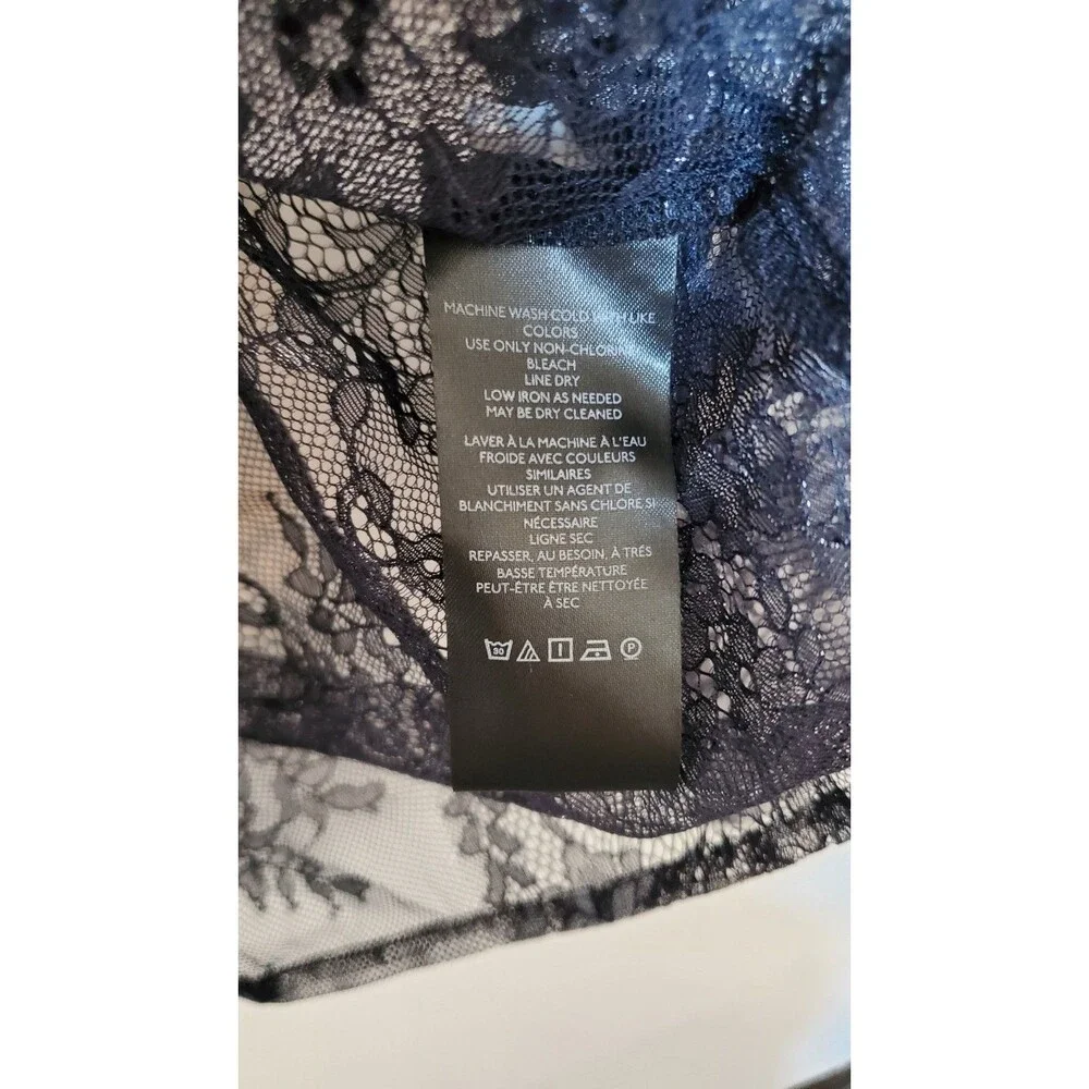 Anthropologie Maeve XS Lace Sheer Long Sleeve Button Down Blouse Black Witchy - Picture 4 of 7